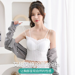 Lace Sexy Backless One-Piece Seamless Push-Up Bra for Women Sports Tank Top with Straps Backless Bra to Prevent Exposure Wearable