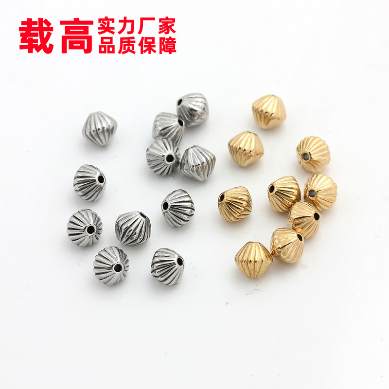 DIY Accessories Non-Fading Titanium Steel Stainless Steel Pumpkin Pattern Rhombus Beads Pointed Beads Small Spacer Beads Bracelet Necklace Loose Beads