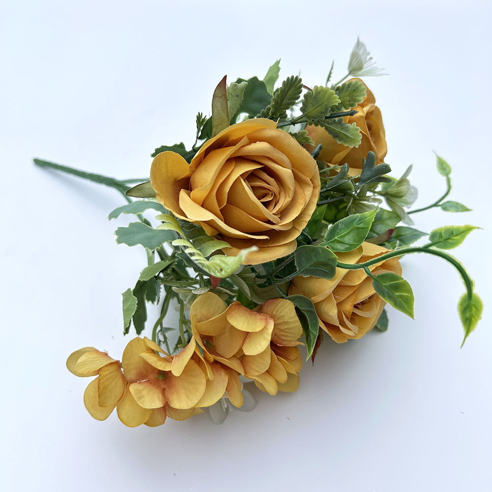 Rose Hydrangea Flower Wedding Hand-held Home Photography Artificial Man Simulation Rose Bouquet_voghion.com