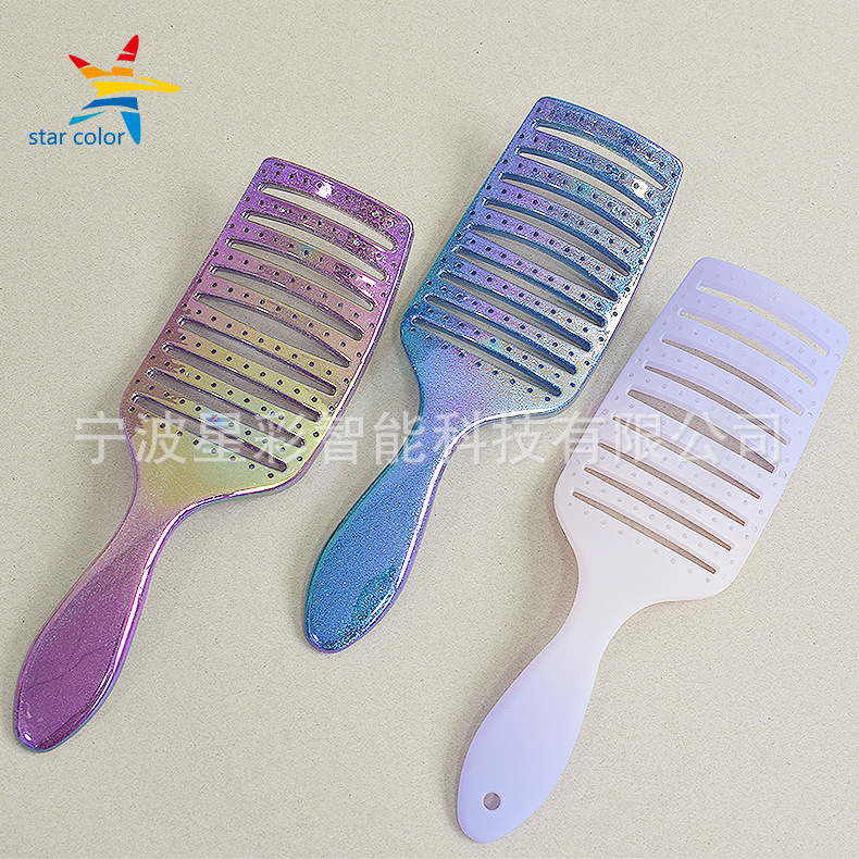 宁波北仑塑料件炫彩uv喷涂静电镀膜梳子彩色镀膜uv喷漆喷涂七彩镀