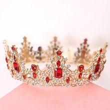 HG804巴洛克新娘复古奢华金色圆形大皇冠头饰生日新款发饰女王冠