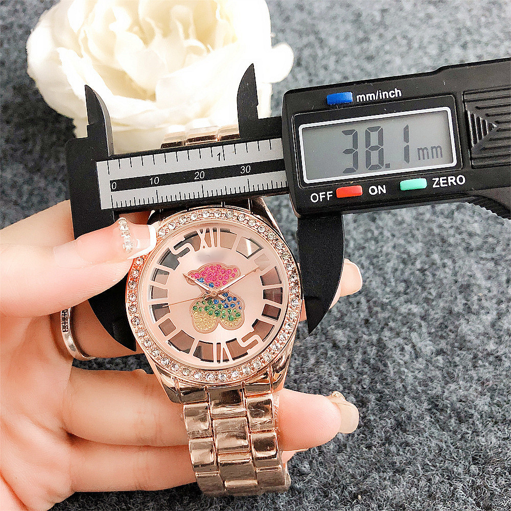 Women's Quartz Watch With Bear Dial And Diamond Details For Ladies_voghion.com