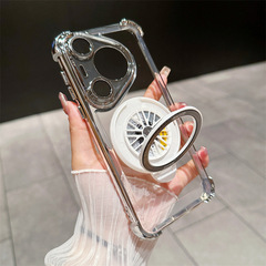適用華為Pura70Pro電鍍手機殼陀螺支架mate60透明氣囊防摔E保護套
