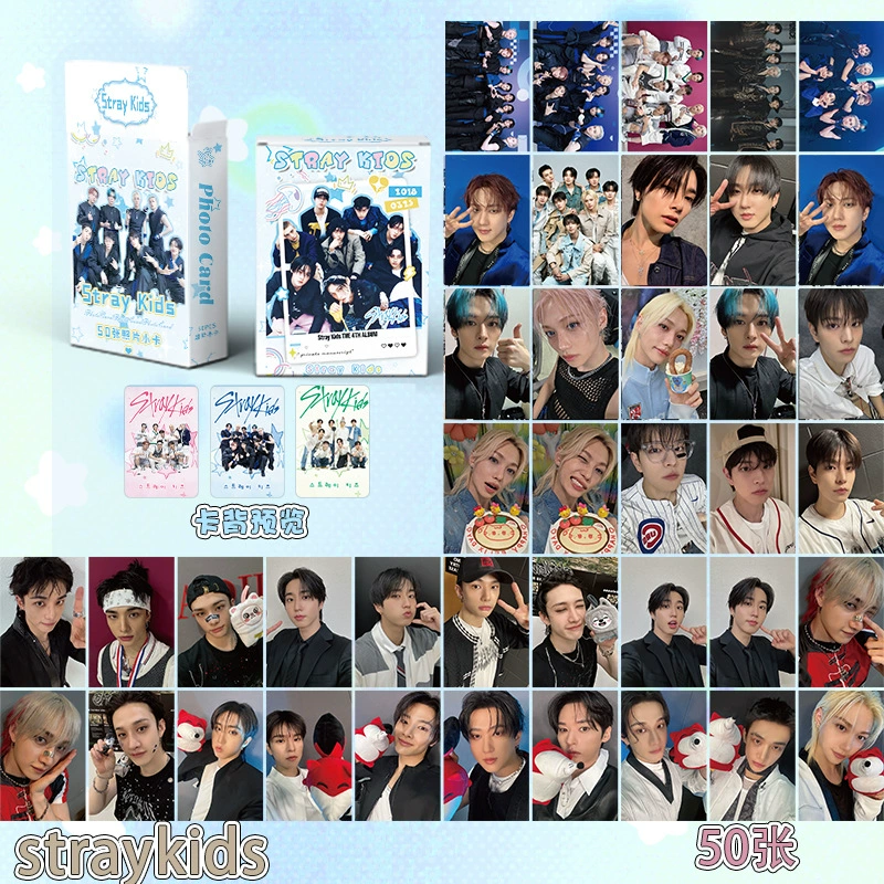 Photo Card Box Stray Kids, 57×86 mm Lomo Postcards, 50-card collectible set