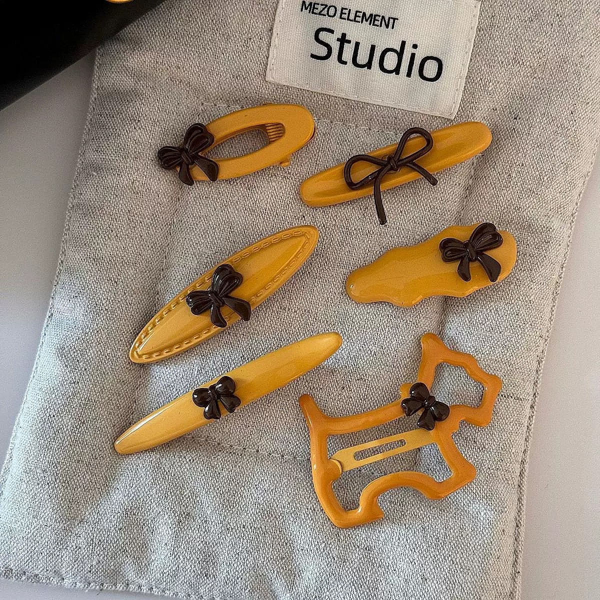 美拉德棕色蝴蝶结发夹波浪刘海夹碎发侧边鸭嘴夹发卡边夹发饰