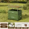 Green 50-sided wide three-door outdoor folding box (with wooden boards, universal wheels and compartments)