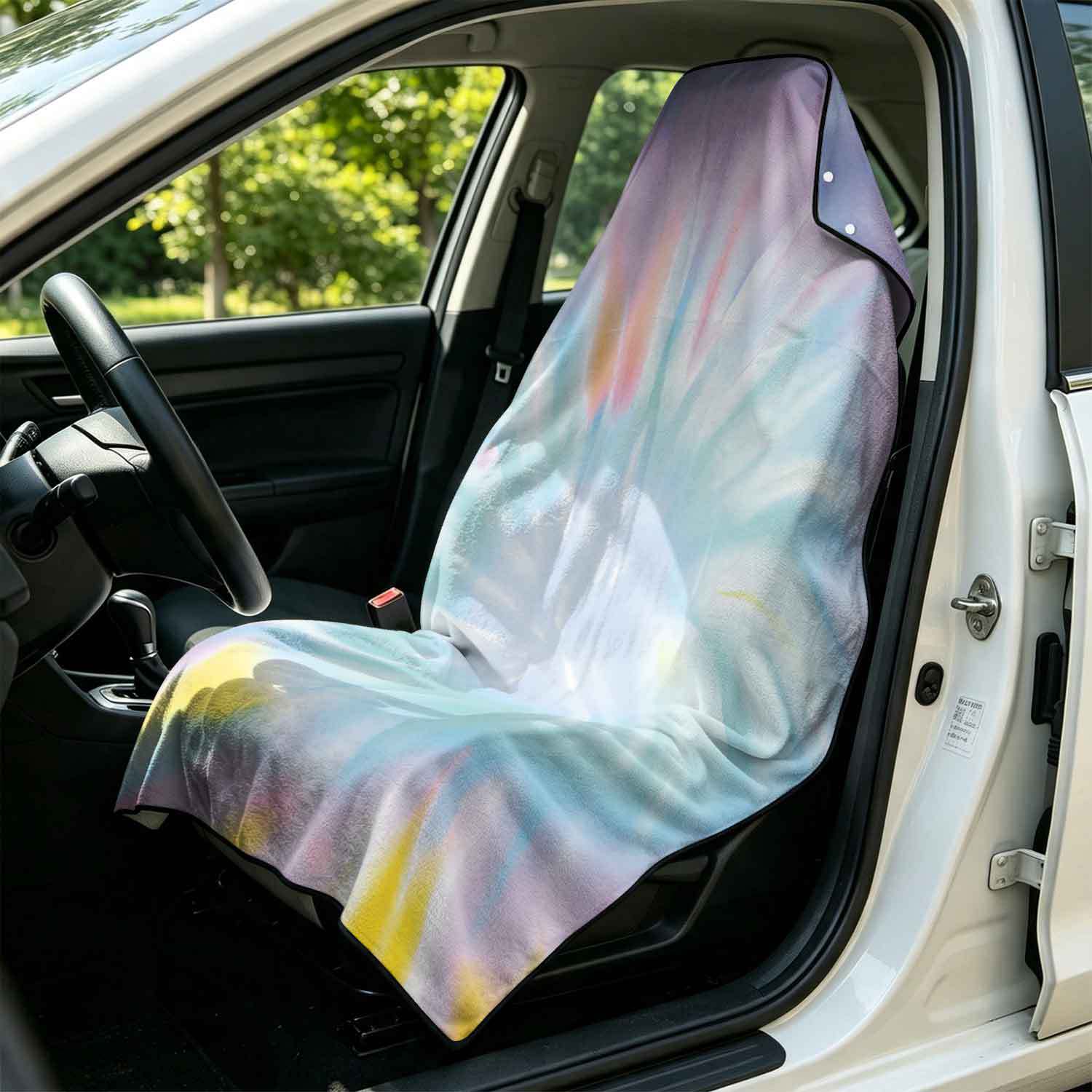 Printed bath towel and car seat cover 2-in-1, ultra-fine fiber outdoor beach and car dual-use universal seat cushion