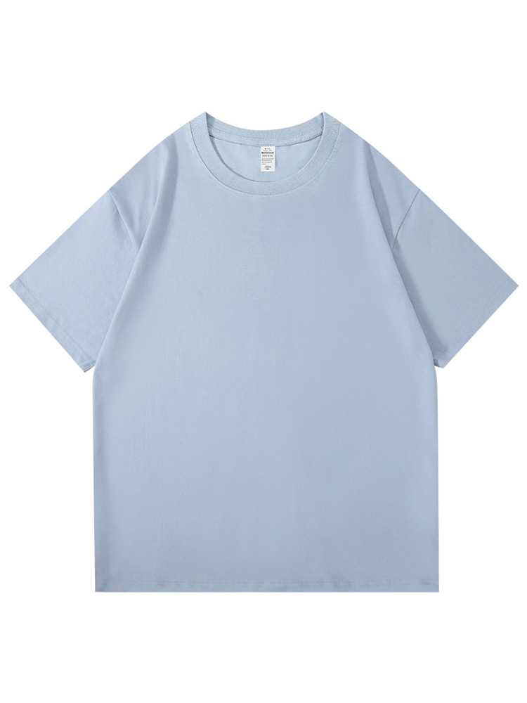 Camiseta de Hombre de Algodón Puro de 210g, Cuello Redondo, Manga Corta, Estilo Veraniego, Hombros Caídos, Holgada, Informal, Moderna, Versátil, Color Sólido