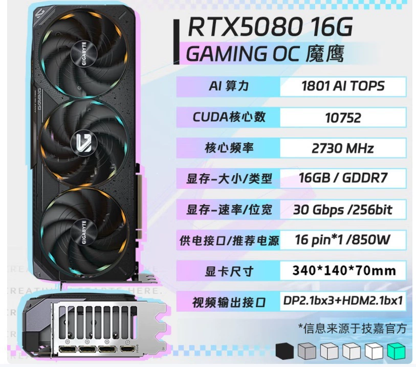 Suitable for Gigabyte [Magic Eagle] 5080 GAMING OC 16G graphics card 4K desktop computer live broadcast