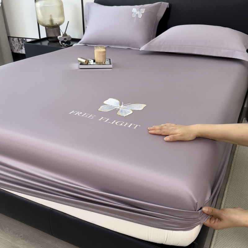 2025 nuevo estilo de lujo ligero de algodón de fibra larga sábana de algodón puro pieza individual 100 juego de cama de algodón cubierta protectora de colchón Simmons