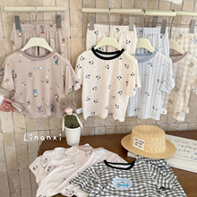 87013男女童睡衣儿童夏季短袖短裤薄款2026新款儿童家居服套装冰