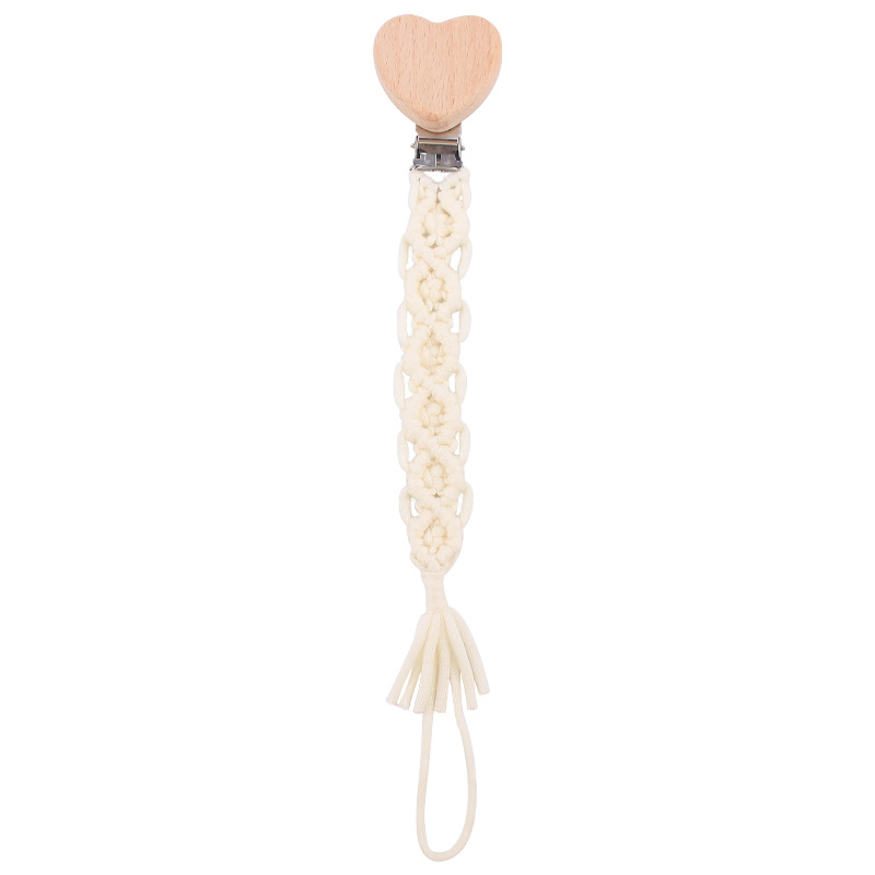 Suministros para bebés amor haya chupete clip calmante DIY bebé creativo hecho a mano algodón tejido chupete cadena
