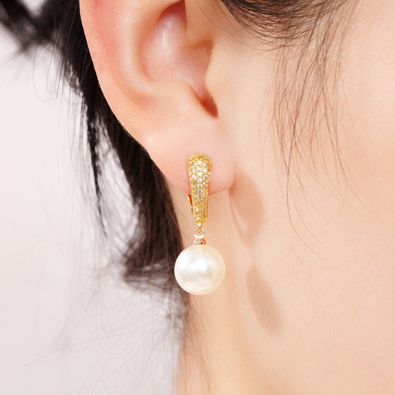 Orecchini di perle di lusso con zirconi per feste eleganti_voghion.com