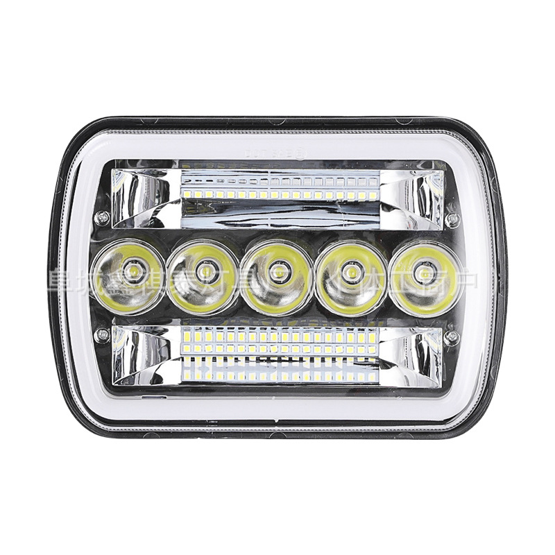 Cuadrado de 5 cuentas de 7 pulgadas con luz de día de apertura de ojo de ángel de dos colores para faros led de coche jeep Wrangler