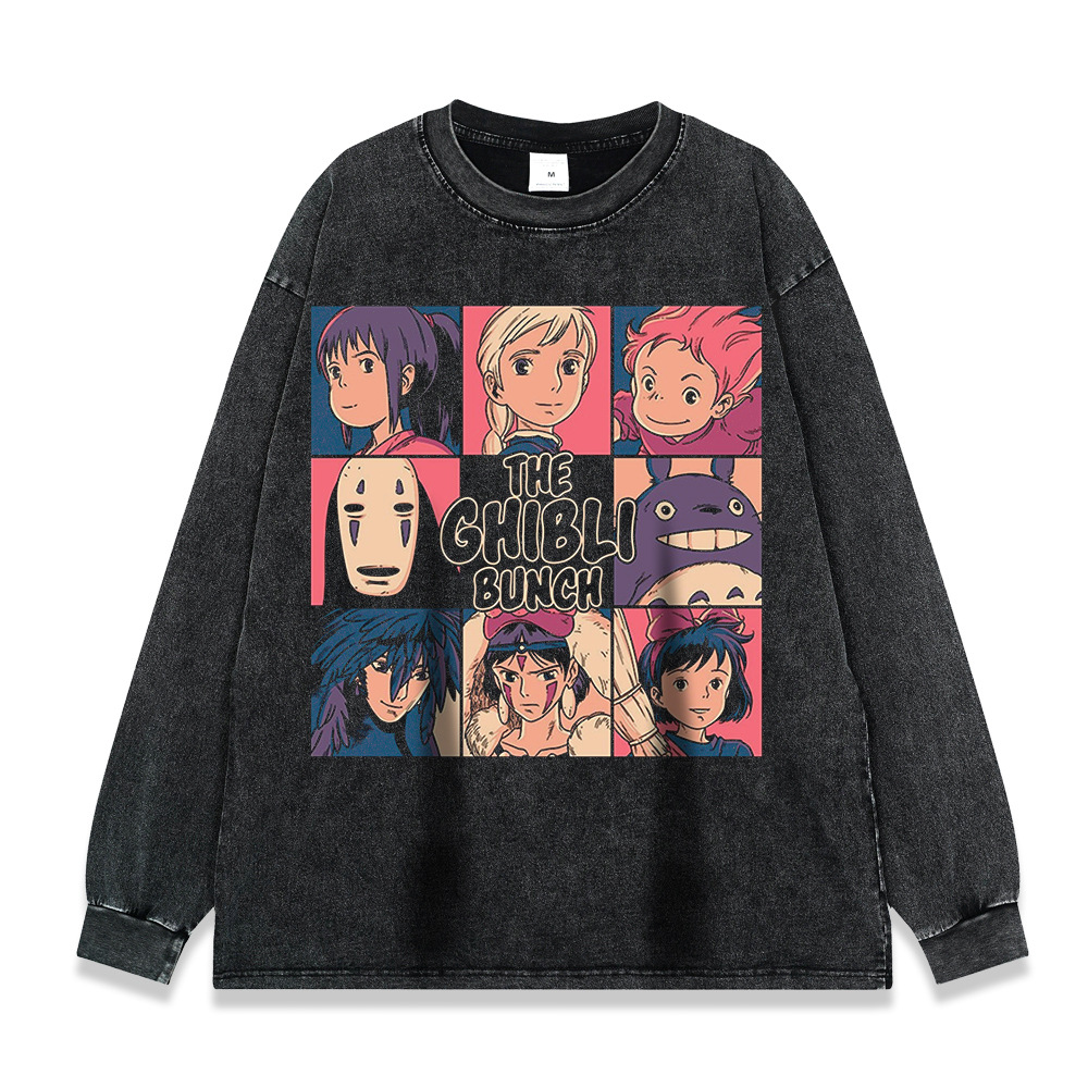 260g pesado copo de nieve frito de manga larga Camiseta americana retro alta calle moda marca suéter suelta Otoño e Invierno de los hombres y las mujeres de fondo