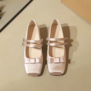 1369-6 French style Baotou high-end silk bow decoration square head double row buckle with increased height, single orde
