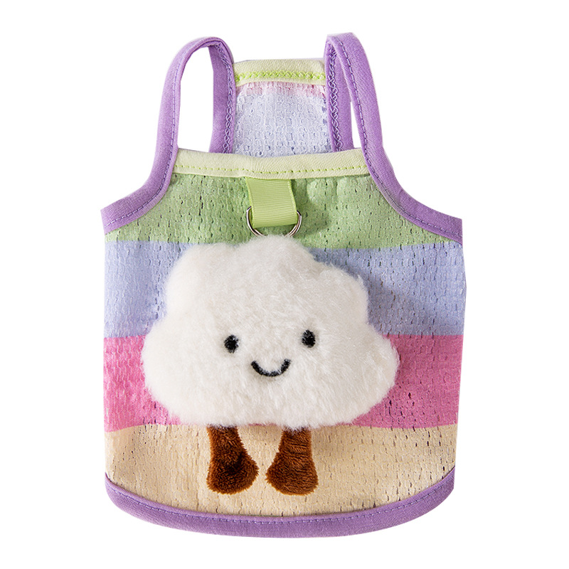 Perro de primavera y verano, rayas de arco iris, nubes tridimensionales, tirantes, perros pequeños y medianos, gatos, ropa linda para perros