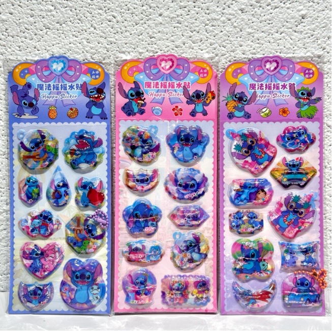 Caricatura de dibujos animados Hedichi 3D estereoscópico agitar pegatinas de agua divertidas DIY colgentes de cristal transparente pegatinas de cuentas de chicas