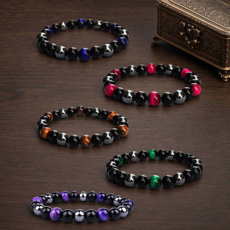 European and American Popular Triple-Protection Agate Stone Bead Bracelet Tiger Eye Iron Ore Yoga Energy Bracelet for Men and Women European and American Popular Triple-Protection Agate Stone Bead Bracelet Tiger Eye Iron Ore Yoga Energy Bracelet for Men and Women