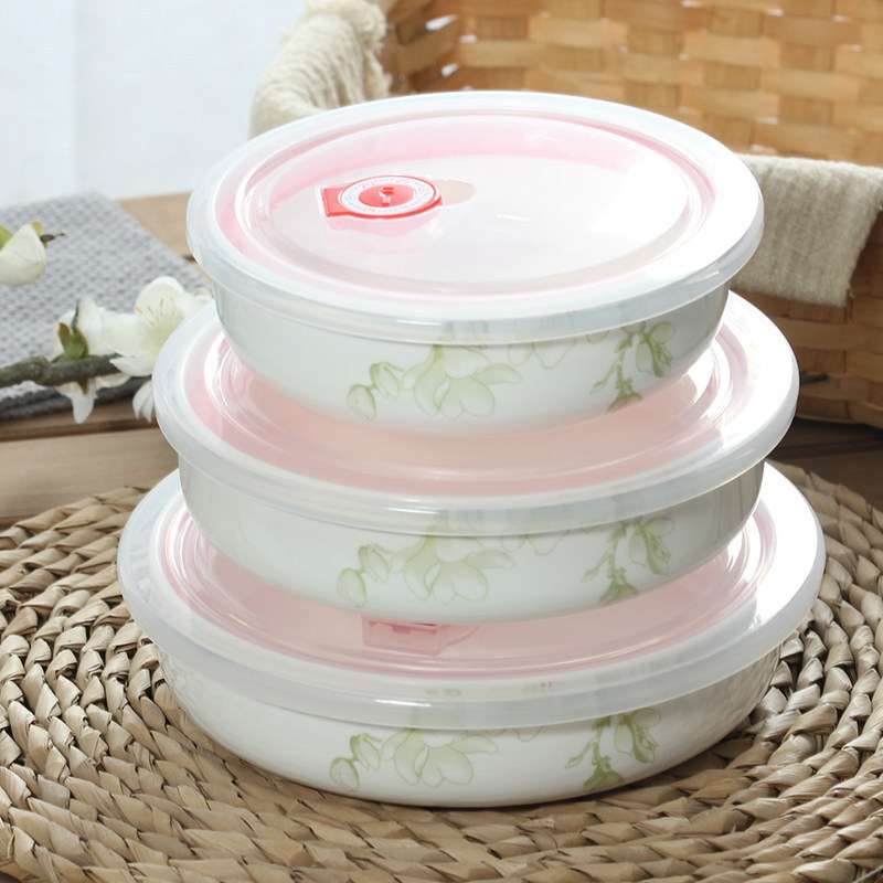 Large elevated bone china salad plate for home use, deep plate, microwave-safe tableware, ceramic egg steaming bowl, dish set, fresh rose design Large elevated bone china salad plate for home use, deep plate, microwave-safe tableware, ceramic egg steaming bowl, dish set, fresh rose design