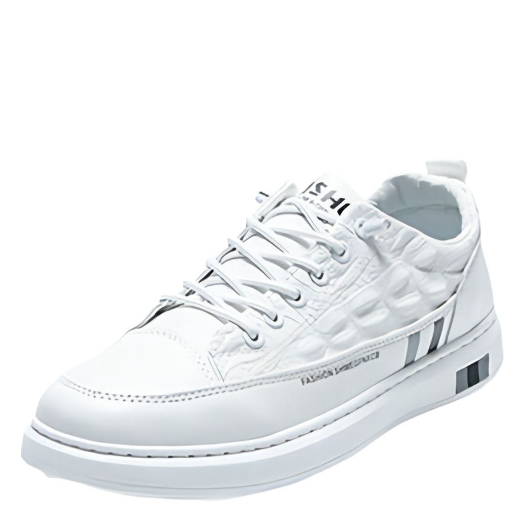 Zapatillas blancas para hombre con cuero con estampado de cocodrilo, novedad de otoño 2021, zapatos informales versátiles con suela blanda, modernos.