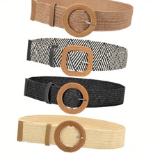 S 49615 Round Square Buckle Linen Belt ����װ��Ƥ�� ר