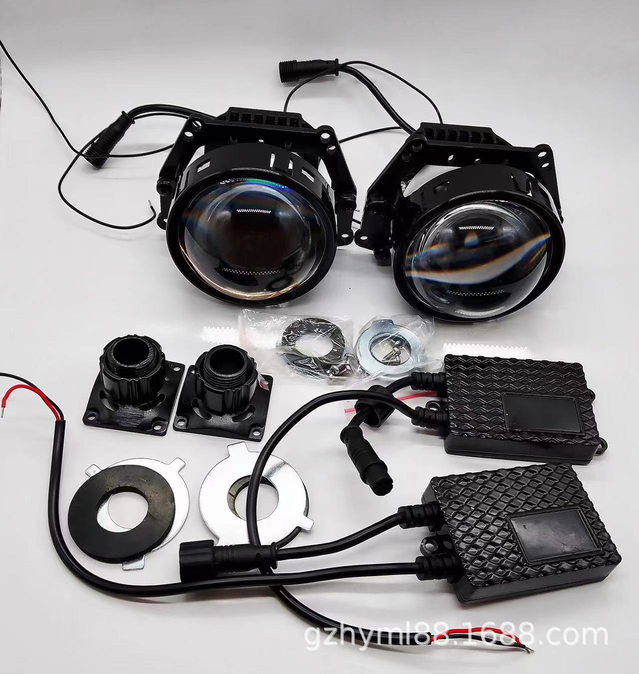 Coche universal LED película Azul Lossless lente de doble luz HD proyector lejos y cerca de la lámpara de coche modificado