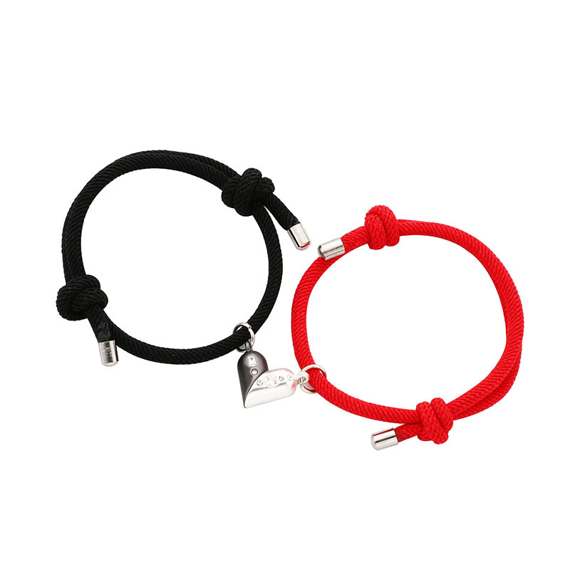 Elegant Simple Style Heart Shape Alloy Rope Plating Valentine's Day Couple Drawstring Bracelets display picture 6