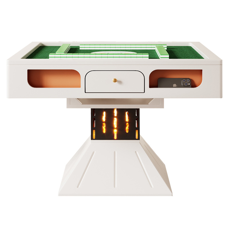 Mesa de mahjong de placa de roca completamente automática, mesa de comedor, hogar integrado, multifuncional, moderno, simple y silencioso, plato giratorio eléctrico con fuego
