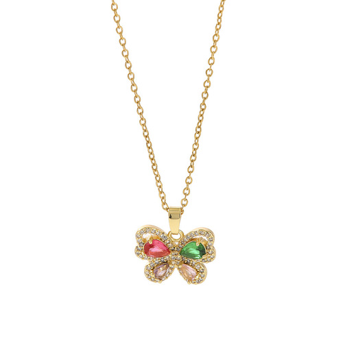 Korean version of green series titanium steel necklace for women, versatile, high-end, non-fading, hot girl temperament, clavicle chain jewelry wholesale