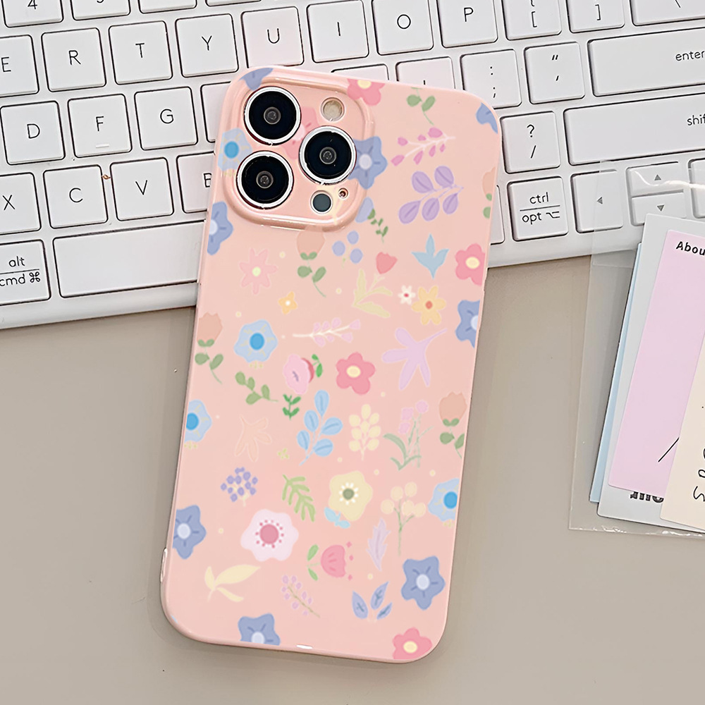 甜美少女彩色花朵苹果15pro手机壳iphone16promax果冻壳14防摔13