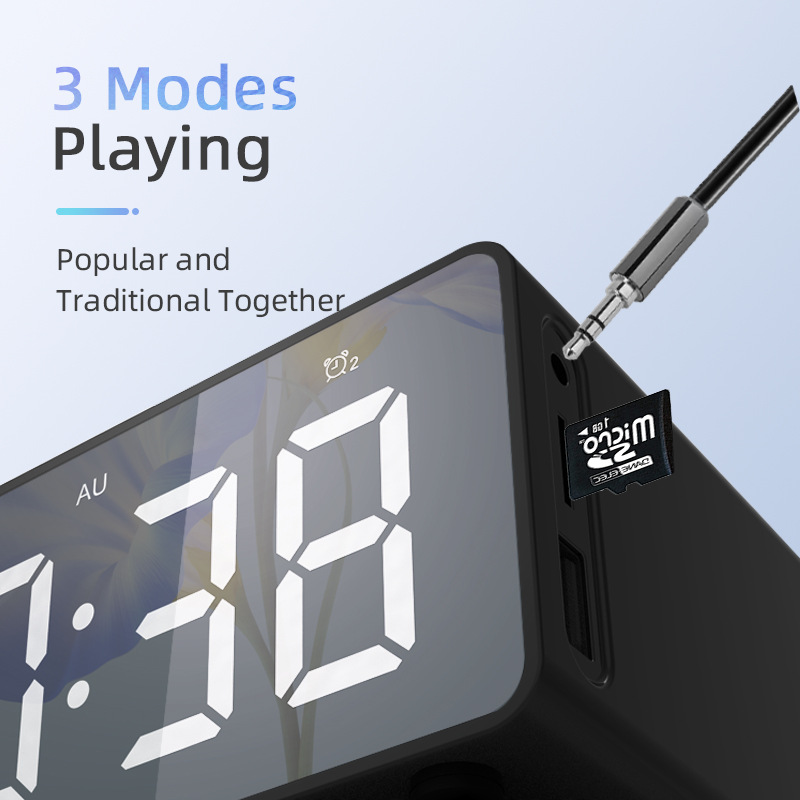 Altavoz Bluetooth nuevo reloj de carga inalámbrica LED despertador audio Comercio exterior popular nuevo carga inalámbrica Bluetooth audio