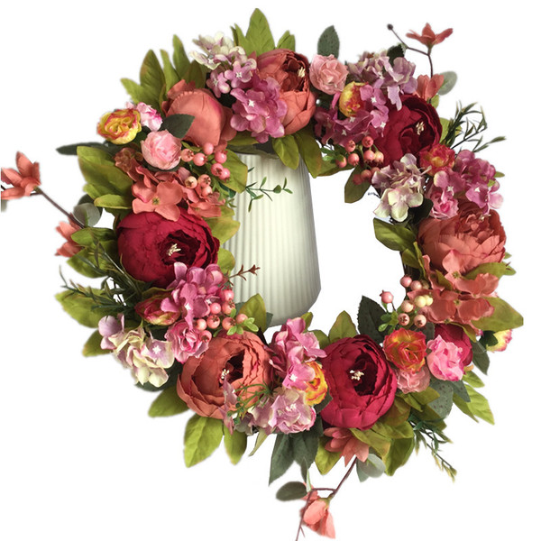 New European and American simulation peony flower ring door lintel…