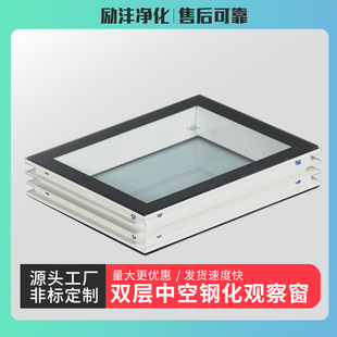Double-layer hollow observation window dust-free purification workshop clean room Laboratory finished tempered glass fixed window customization