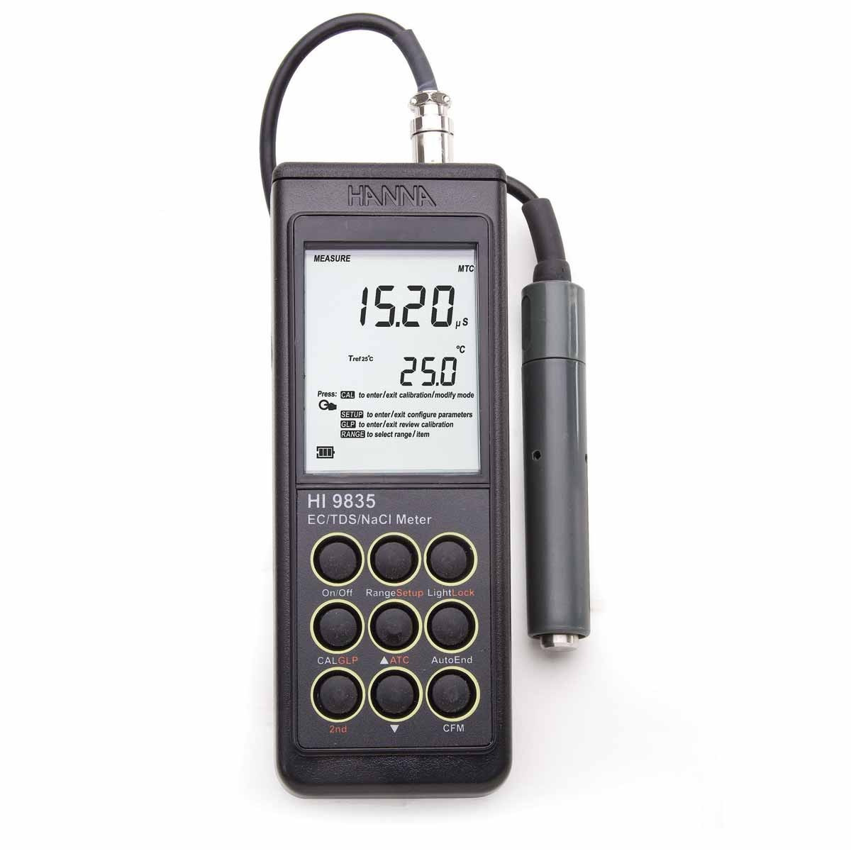 意大利哈纳 HI9835 便携式微电脑EC-TDS-DO-盐度-°C测定仪 便携