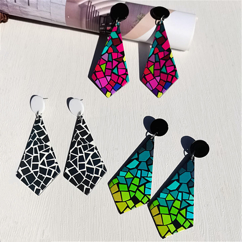 Color Block Pattern Women'S Gender 1 Pair Fashion Color Block Arylic Drop Earrings