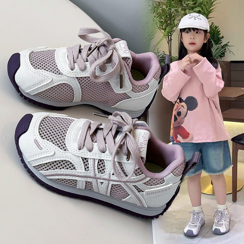 Zapatos casuales de moda para niñas versátiles primavera y otoño 2026 nuevos zapatos de malla transpirables para niños zapatos de entrenamiento moral para niños image 3