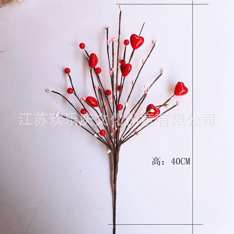 跨境新品 情人节装饰花枝 爱心花枝 情人节布置装饰 桌面花瓶装饰