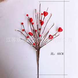 跨境新品 情人节装饰花枝 爱心花枝 情人节布置装饰 桌面花瓶装饰