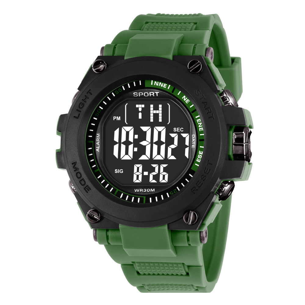 Reloj electrónico de deportes de estudiantes de secundaria y secundaria transfronterizos de gran dial personalizado alarma de luz nocturna al aire libre reloj electrónico