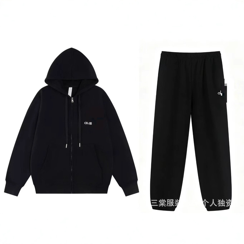 Cross-border 26 popular brand Alojia heavyweight crew neck hooded sweatshirt set, loose casual shirt with zipper, unisex