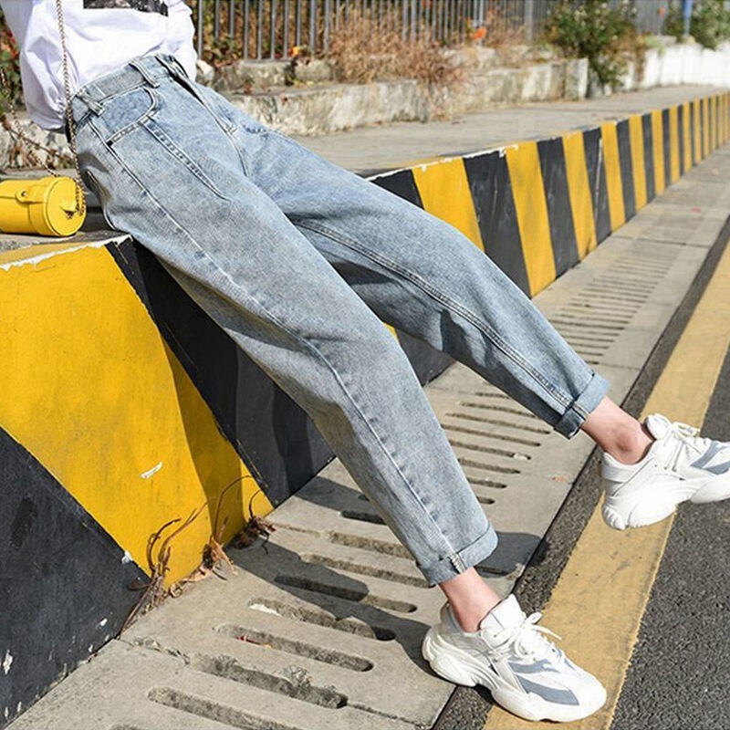 High Waist Jeans Women's Spring and Summer 2021 New Korean Style Hyuna Straight All-match Loose Radish Harlan Dad Pants