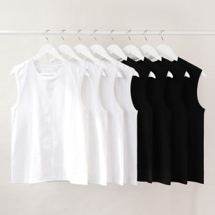 Pure cotton men's vest 230g heavy sleeveless T-shirt loose trend solid color summer sports fitness undershirt top