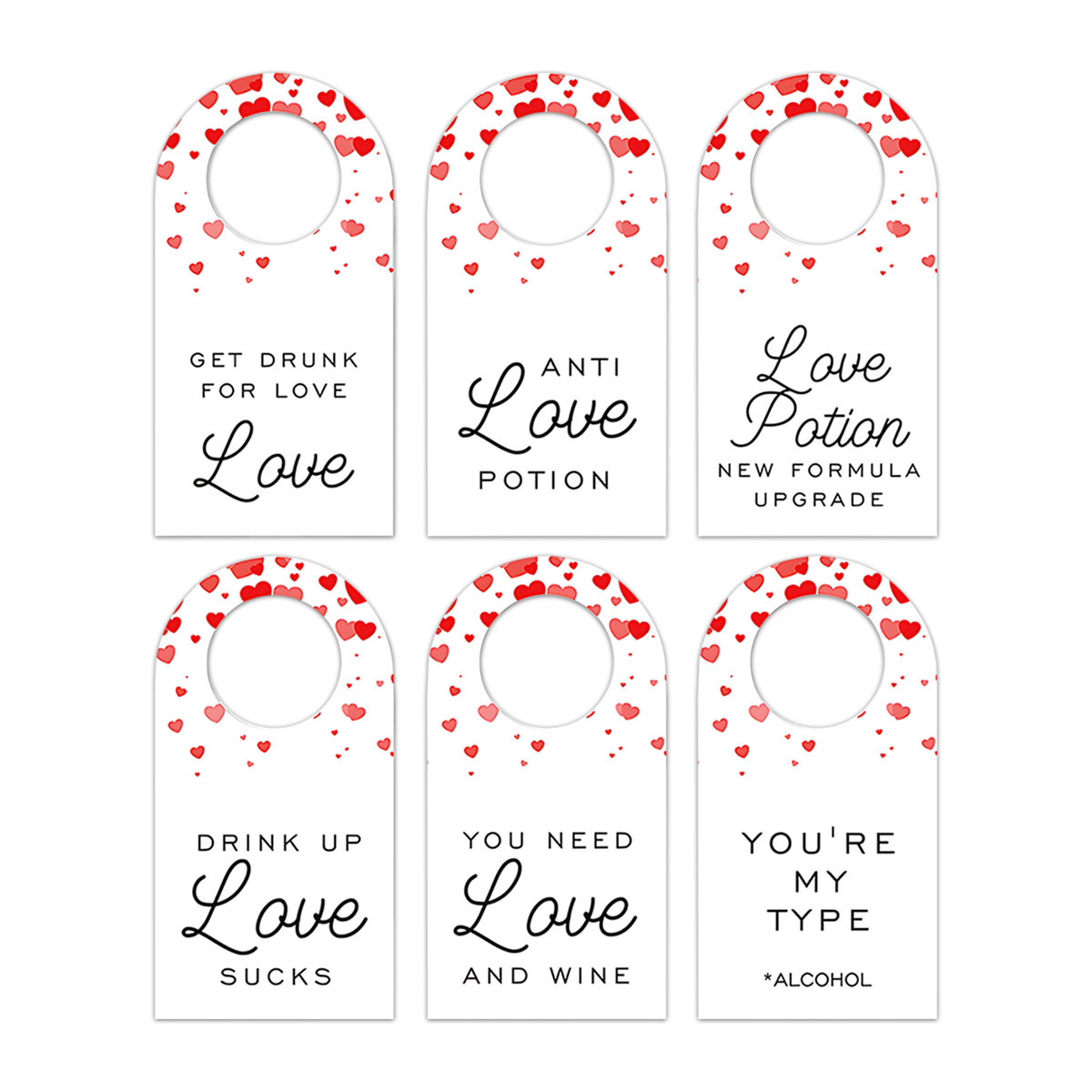 Cross-Border New Valentine's Day Theme Simple Paper Wine Bottle Buckle Tag Party Wine Bottle Decoration Hanging Card Supplies