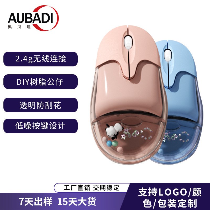 2.4g Wireless Bluetooth Mouse, DIY Dual-Mode Wireless Mouse, Rechargeable, Luminous, Transparent Figurine Office Mouse