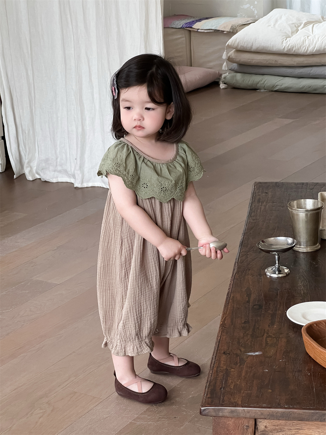 Ropa de verano fina para niñas 2026, conjunto de verano para bebé, pelele estilo princesa, ropa infantil estilo coreano, body de encaje para bebé