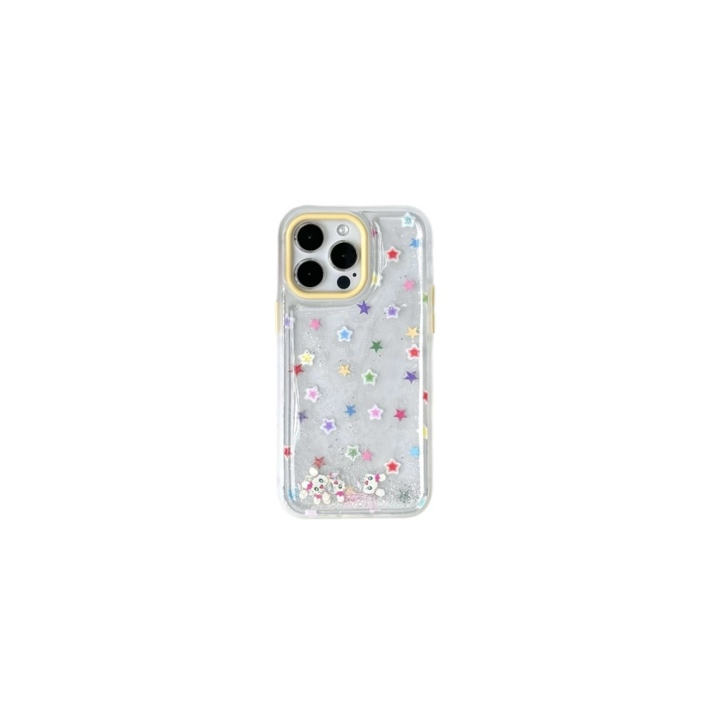 Estrella de cinco puntas de arenas movedizas de color coreano para Apple 15Pro/16Pro funda para teléfono móvil 14ProMax dibujos animados 13 mujeres