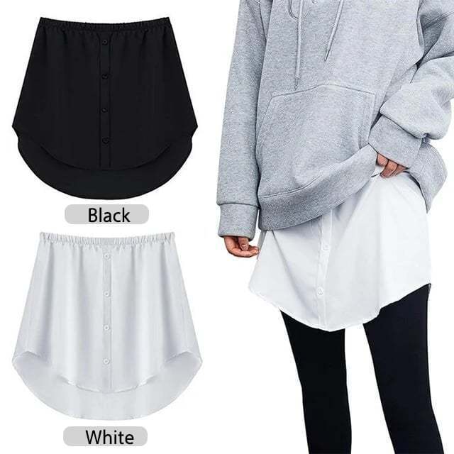 独立站百搭衬衫假下裙摆 叠穿内搭打底半身格子裙
