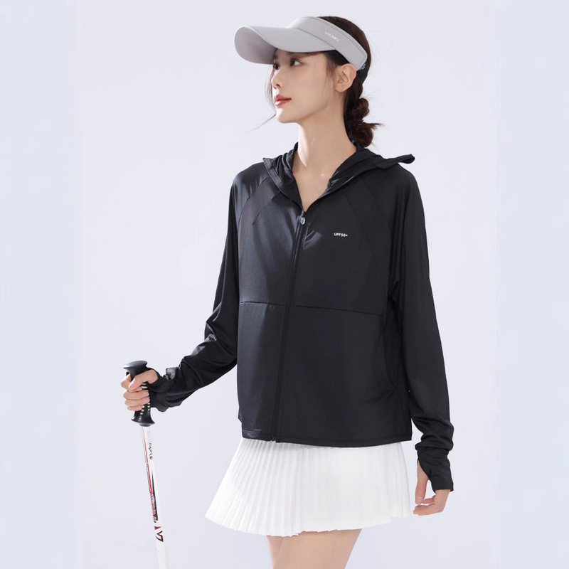Original Yarn Upf50 Sun Protection Clothing Cardigan Women's Outdoor UV Protection Loose Hooded Skin Clothing Sun Protection Clothing Coat Women