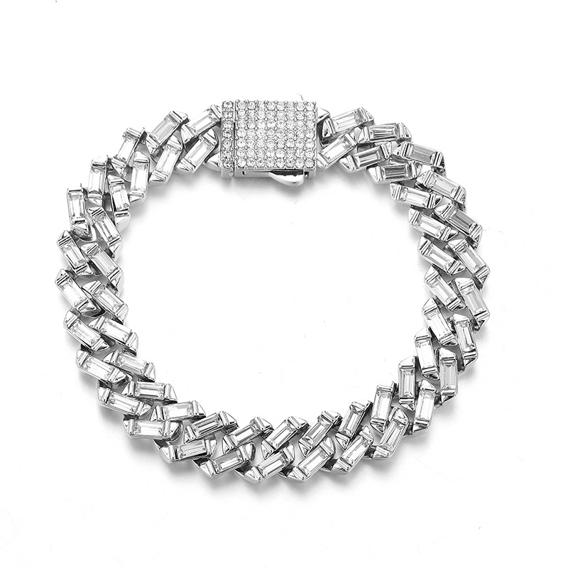 Cuban Chain Necklace With Full Diamond Stones Hip Hop Style_voghion.com